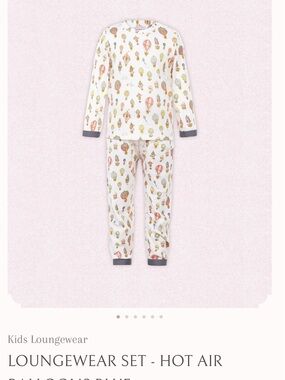 Kids White Hot Air Balloon Pajama Set with Gray Trim